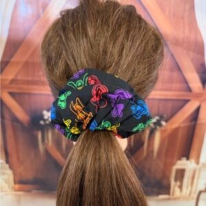 Handmade Rainbow Character Scrunchie Hair Tie - Black